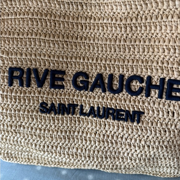 Saint Laurent rive gauche raffia tote bag in natural - Picture 2 of 4